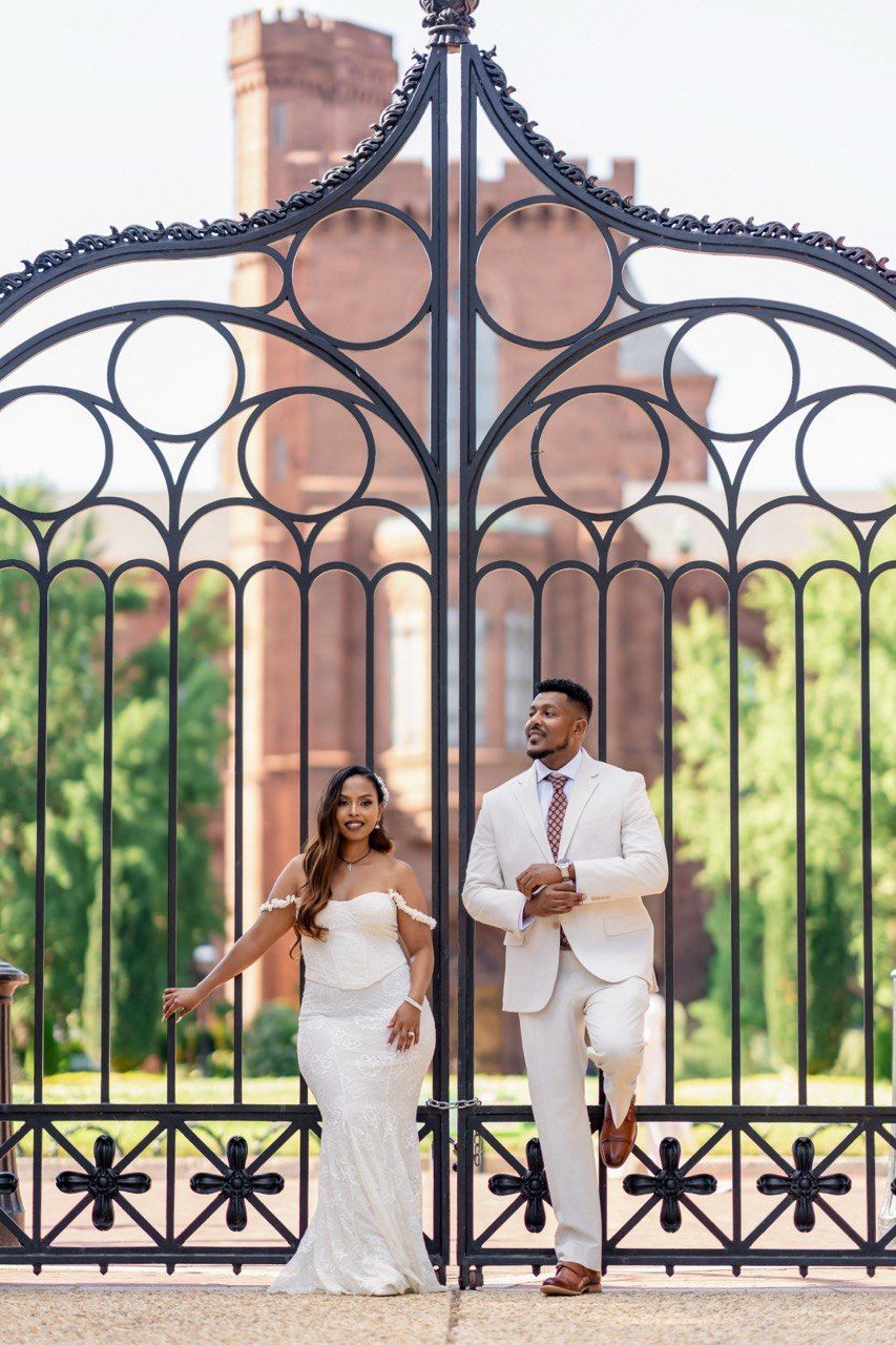 Tariku and Meskerem at the castle gates