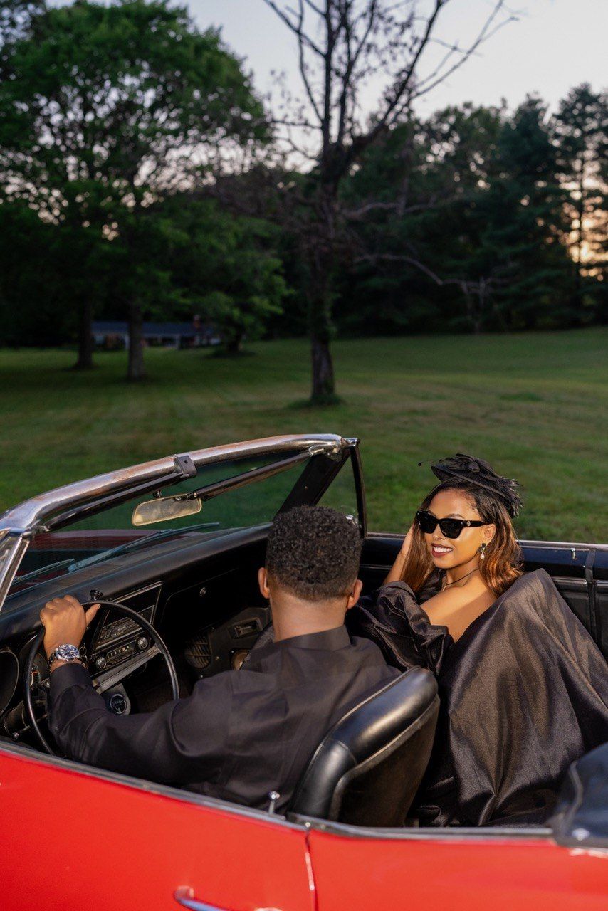 Driving away in the convertible